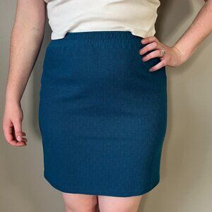 Teal pencil skirt 90s vintage stretch skirt